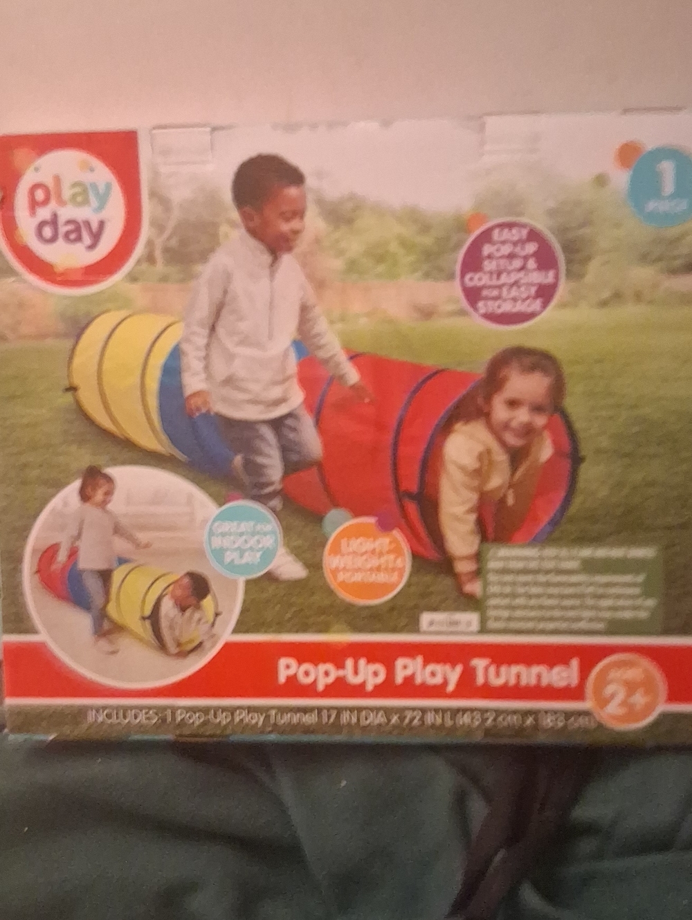 Play Day Pop-Up Play Tunnel - Red, Yellow & Blue